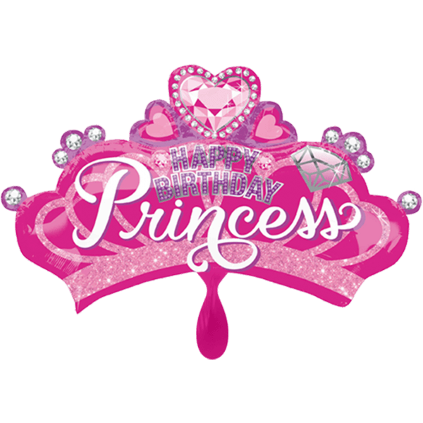 Folienballon XXL "Happy Birthday Princess Crown" - 81 cm - gefüllt