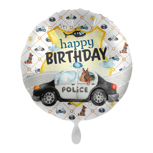 Folienballon "Happy Birthday Police Academy" - 43 cm - gefüllt