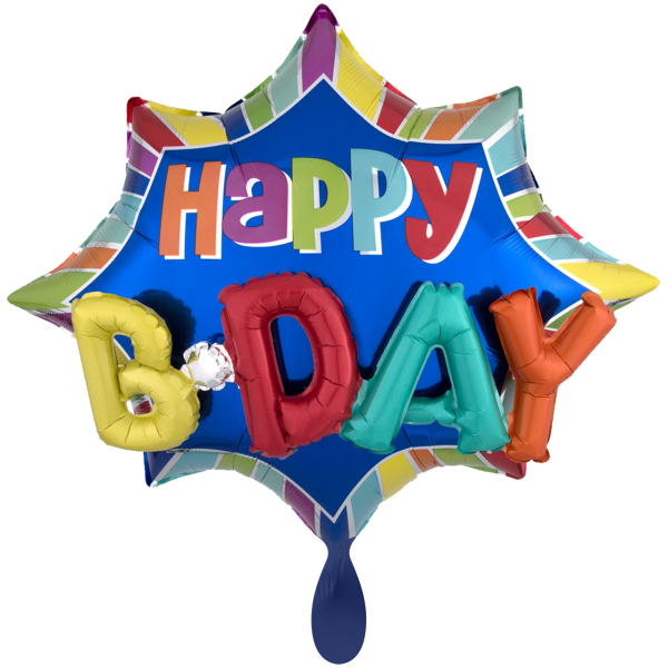 Folienballon XXL "Happy Birthday Burst" - 88 cm - gefüllt