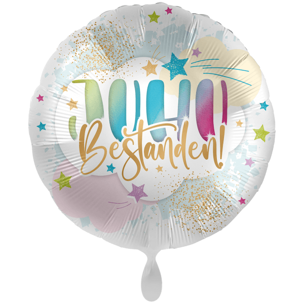 Folienballon XXL "JUHU Bestanden!" - 71 cm - gefüllt