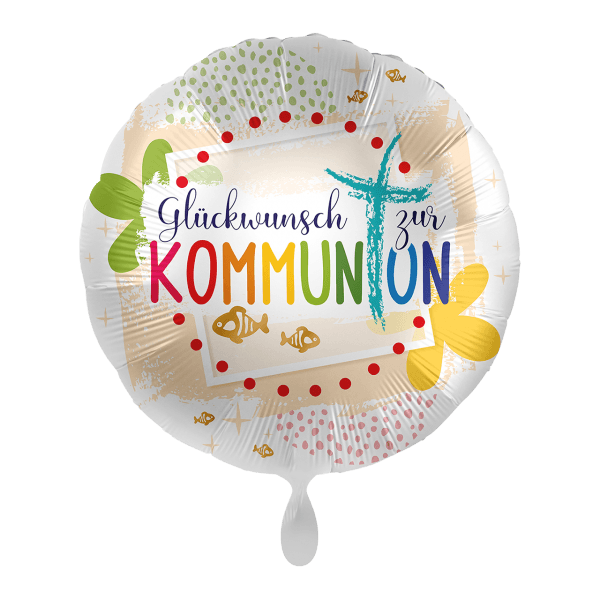 Folienballon Folienballon "Kommunion Glückwunsch" - 43 cm - gefüllt