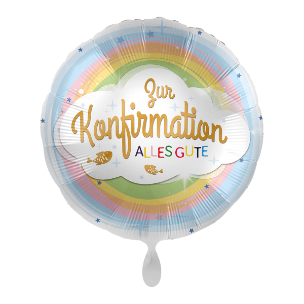 Folienballon "Konfirmation Regenbogen" - 43 cm - gefüllt