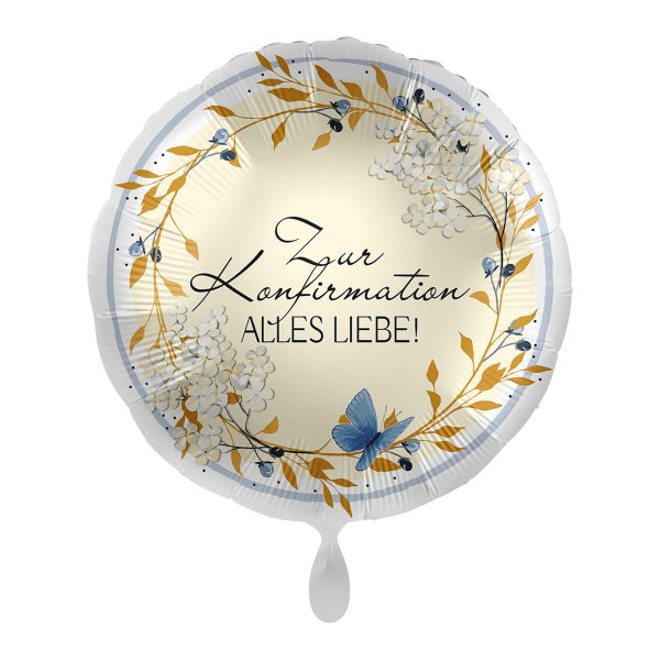 Folienballon "Konfirmation Tender Florals" - 43 cm - gefüllt