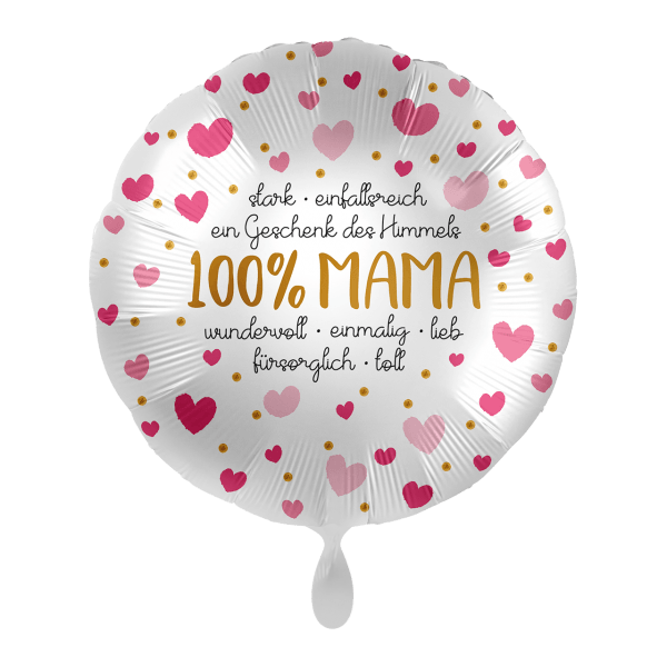 Folienballon "100% Mama" - 43 cm - gefüllt