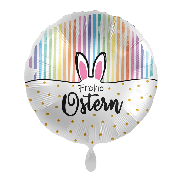 Folienballon "Frohe Ostern Rainbow Stripes" - 43 cm - gefüllt