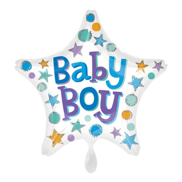 Folienballon "Baby Boy Star" - 45 cm - gefüllt
