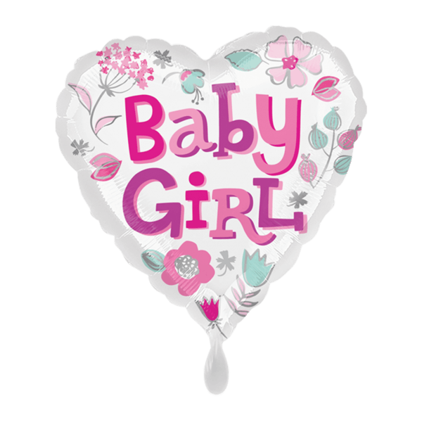 Folienballon "Baby Girl Heart" - 45 cm - gefüllt
