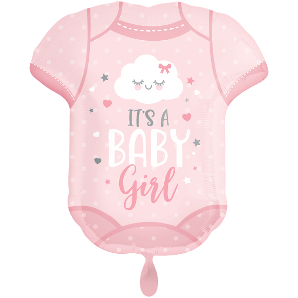Folienballon XL "Baby Onesie Rosa" - 60 cm - gefüllt