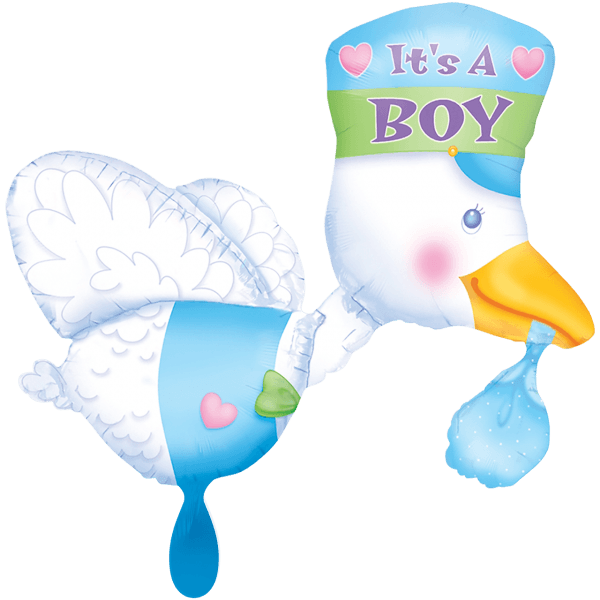 Folienballon XXL "Bundle of Joy Stork Blau" - 81 cm - gefüllt