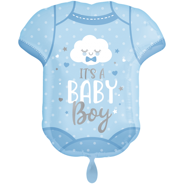 Folienballon XL "Baby Onesie Blau" - 60 cm - gefüllt