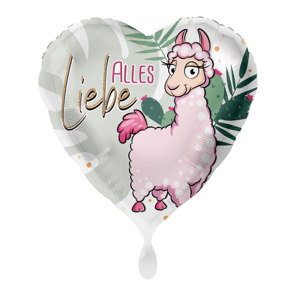 Folienballon "Alles Liebe Rosa Lama" - 43 cm - gefüllt