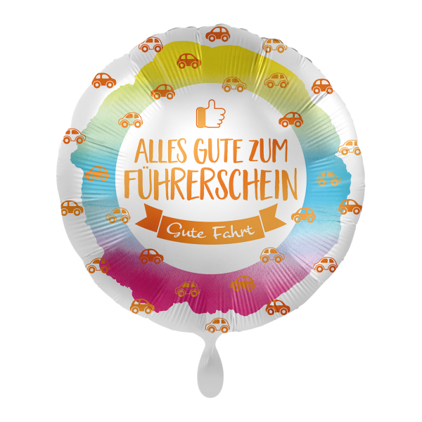Folienballon "Alles Gute zum Führerschein" - 43 cm - gefüllt