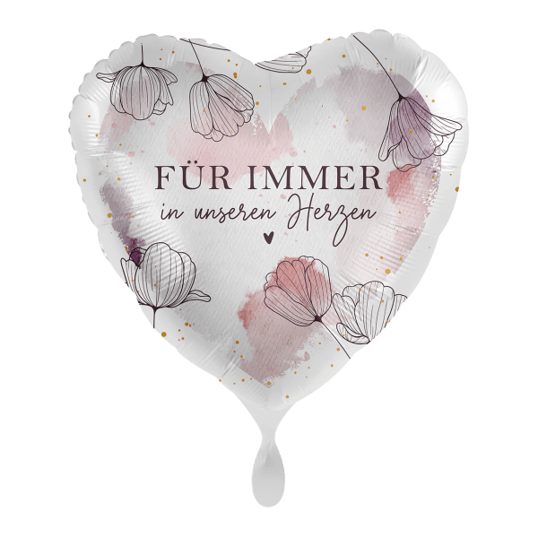 Folienballon "Für immer in unseren Herzen" - 43 cm - gefüllt