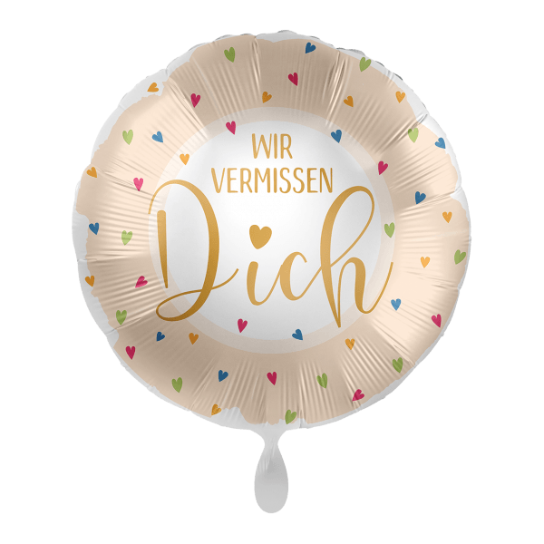 Folienballon "Wir vermissen Dich" - 43 cm - gefüllt