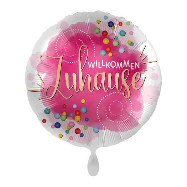 Folienballon "Willkommen Zuhause Konfetti" - 43 cm - gefüllt
