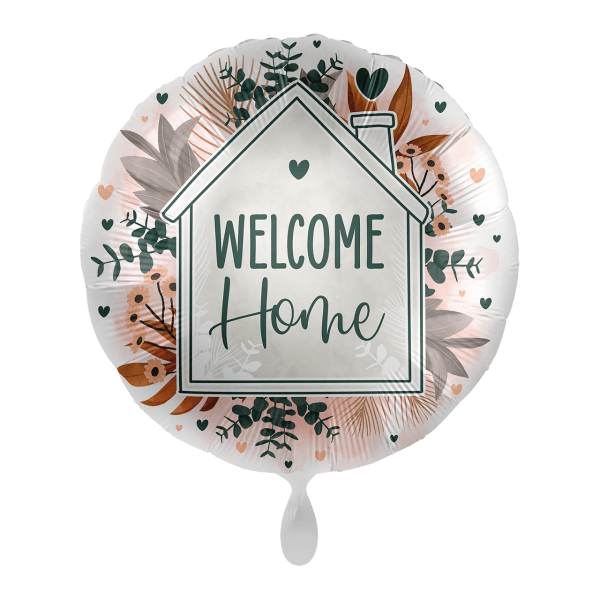 Folienballon "Welcome heartly Home" - 43 cm - gefüllt