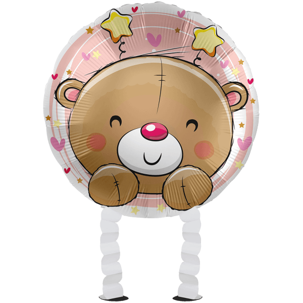 Folienballon "Ballonwalker - Bear Baby Girl" - 43 cm - gefüllt