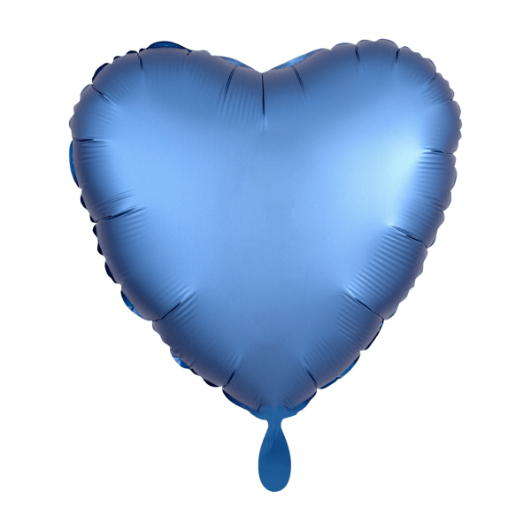 Folienballon Herz "Blau Satin" - 43 cm - gefüllt