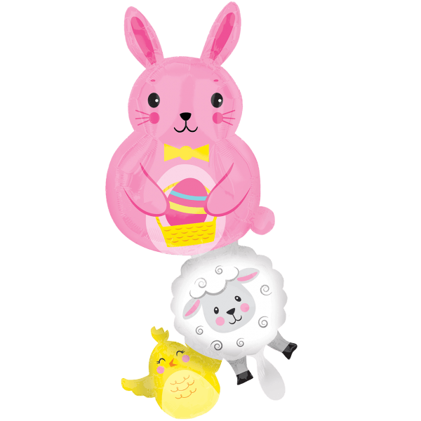 Folienballon XXL "Bunny & Friends" - 99 cm - gefüllt