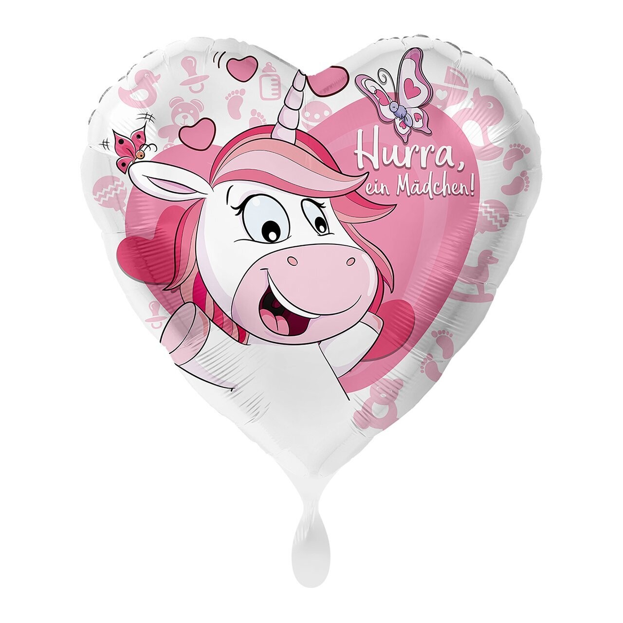 Folienballon XXL "Hurra ein Mädchen Einhorn" - 71 cm - gefüllt