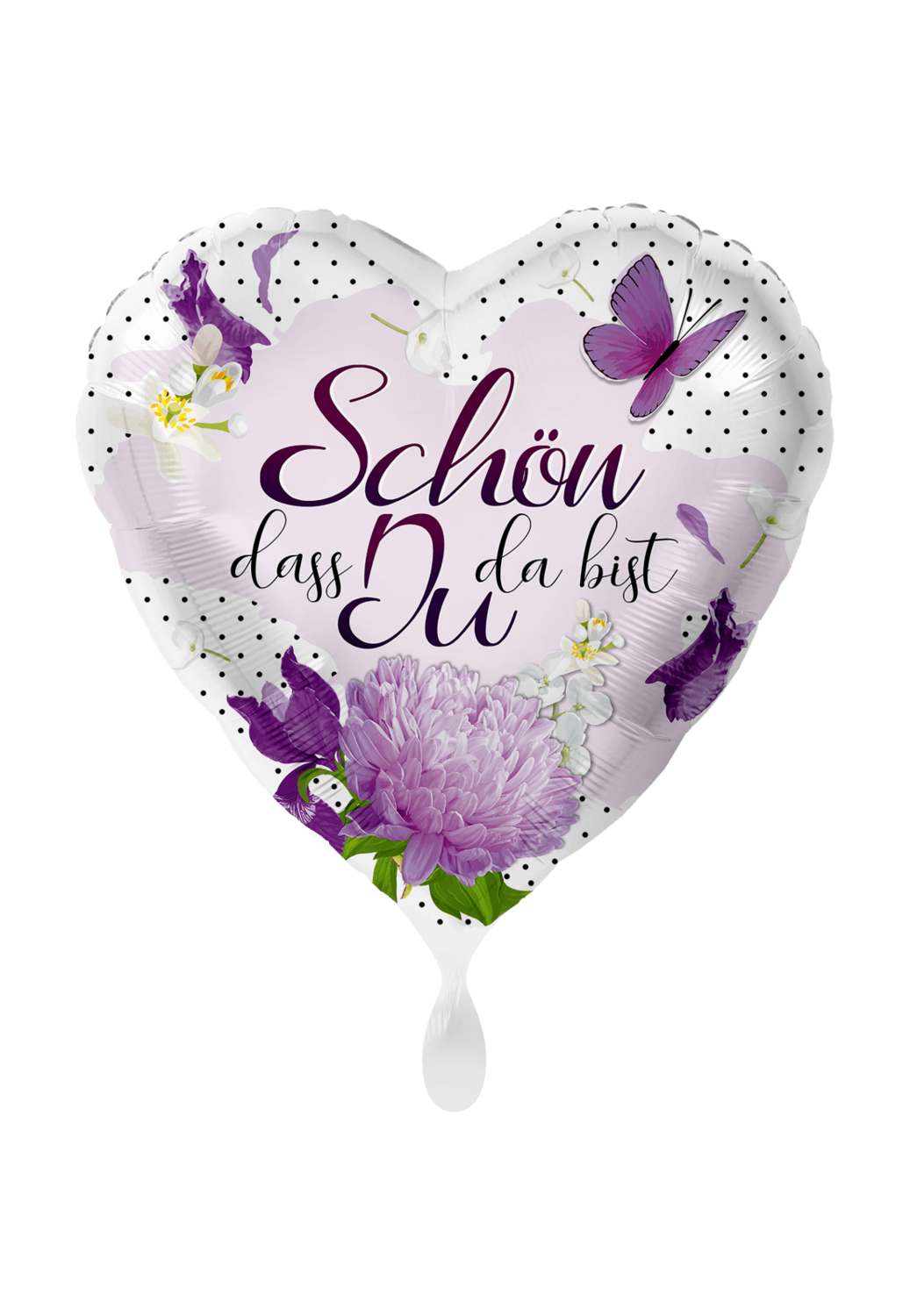 Folienballon Herz "Schön dass Du da bist" - 45 cm - gefüllt
