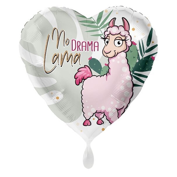 Folienballon Herz "No Drama Lama" - 45 cm - gefüllt