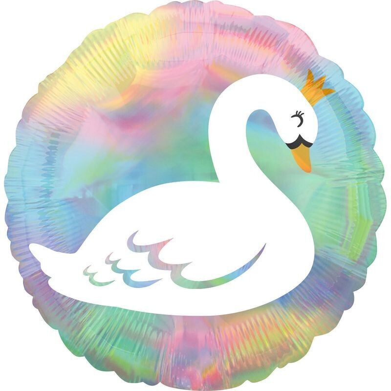 Folienballon Herz "Schwan irisierend" - 45 cm - gefüllt