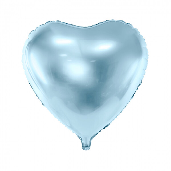 Folienballon Herz "Hellblau Metallic" - 45 cm - gefüllt
