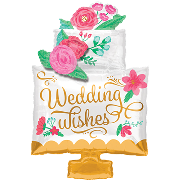 Folienballon XXL Folienballon XXL "Wedding Wishes Cake" - 76 cm - gefüllt