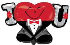 Folienballon XXL Folienballon XXL "Herzsmiley I Love U - 83 x 53 cm - gefüllt