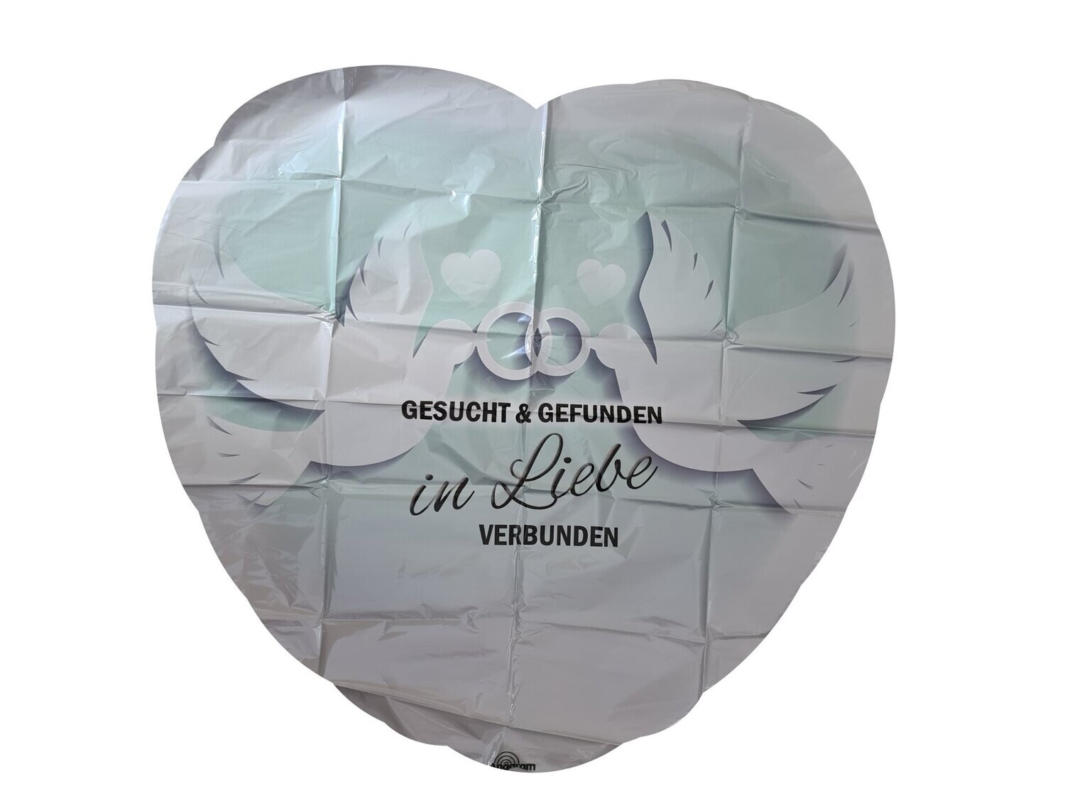 Folienballon "Hochzeitstauben - Gesucht & Gefunden" - 43 cm - gefüllt