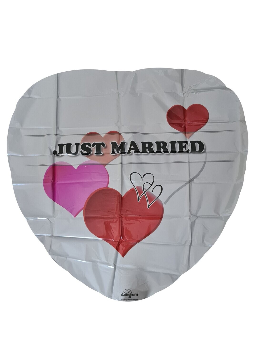 Folienballon "Just married Herzen" - 43 cm - gefüllt