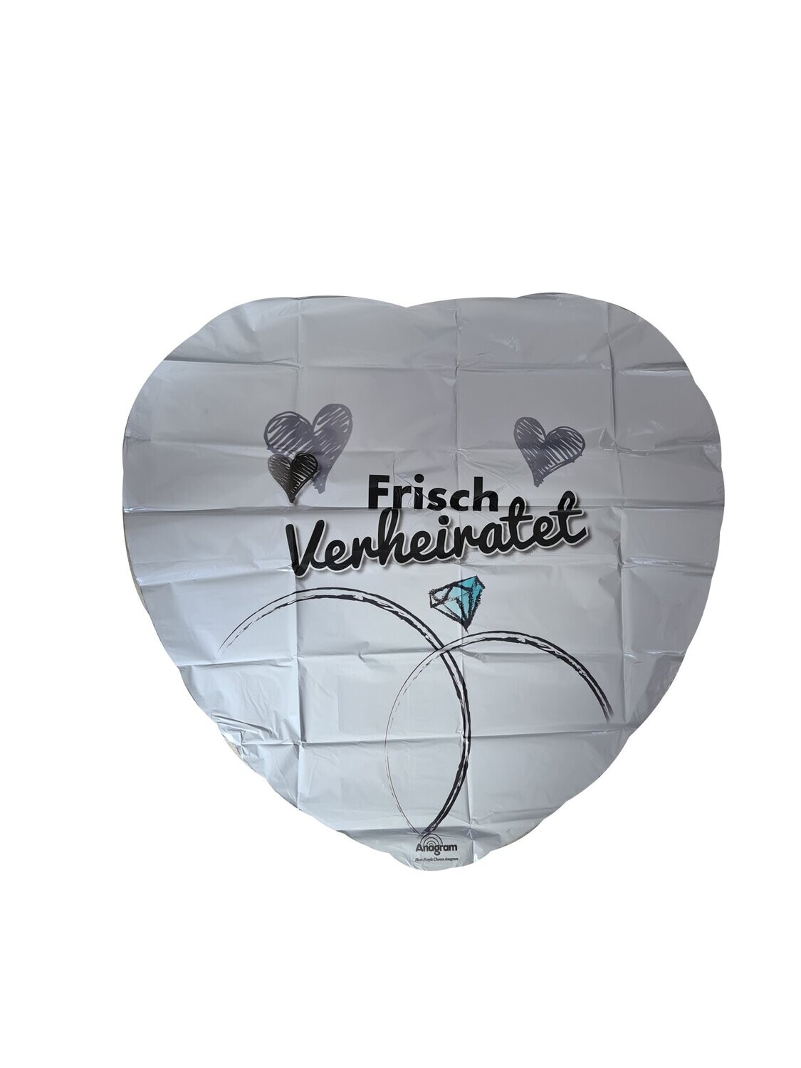 Folienballon XXL "Frisch verheiratet Ringe" - 71 cm - gefüllt
