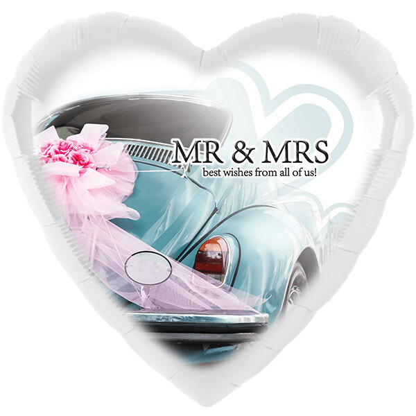 Folienballon XXL "Mr. & Mrs. Best Wishes" - 71 cm - gefüllt