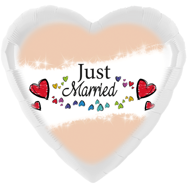 Folienballon Folienballon "Just Married Herzchen" - 43 cm - gefüllt