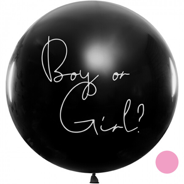 Latexballon XXL Latexballon XXL "Schwarz mit Konfetti Pink" - 100 cm - NUR LUFTFÜLLUNG!