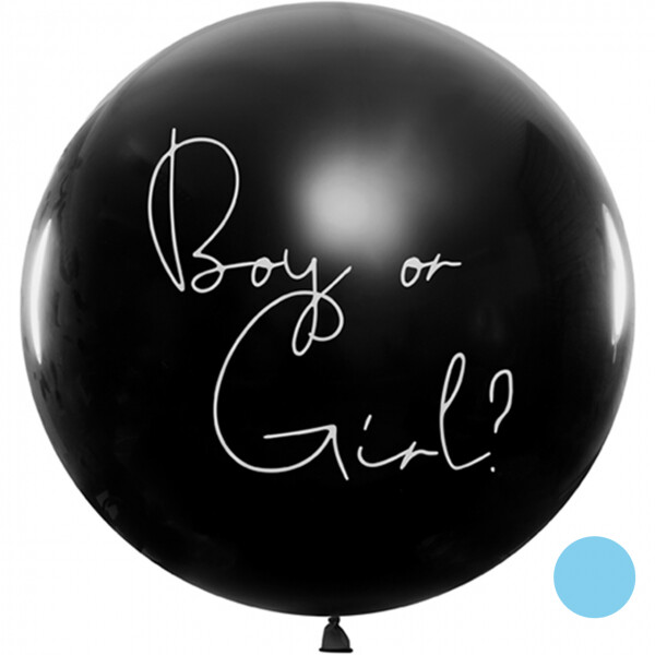 Latexballon XXL Latexballon XXL "Schwarz mit Konfetti Blau" - 100 cm - NUR LUFTFÜLLUNG!