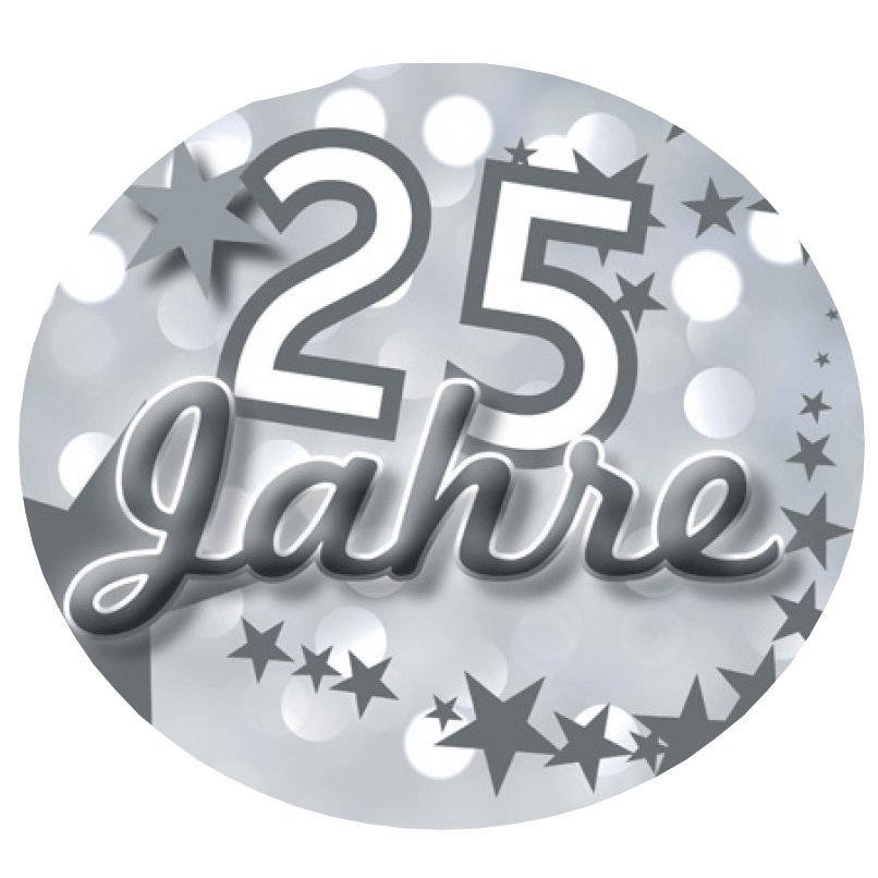 Folienballon Silberhochzeit "25 Jahre " Sterne - 45 cm - gefüllt