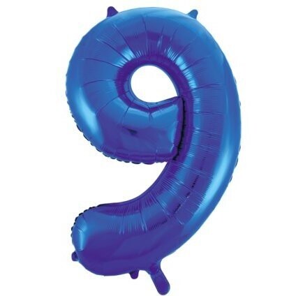 Folienballon XXL Folienballon XXL "Zahl 9 Blau" - 86 cm - gefüllt
