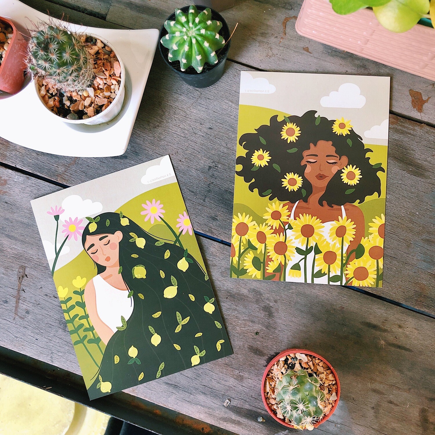 [SET OF 2] Botanical Ladies Portrait Prints