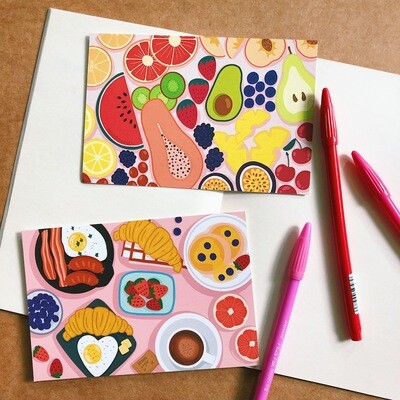 [2 DESIGNS] Western Food Postcards
