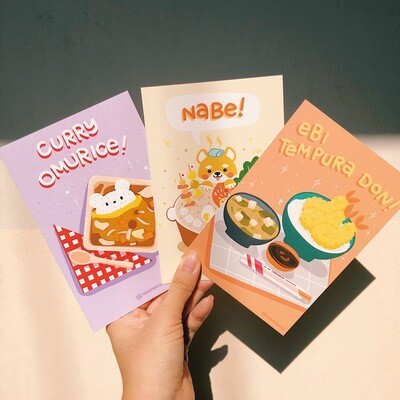 [4 DESIGNS] Japanese Food Postcards