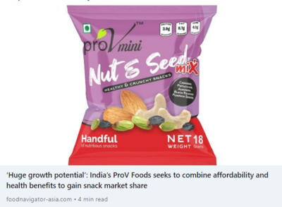 In the NEWS: ProV looks to transform the Indian Healthy Snacking Environment
