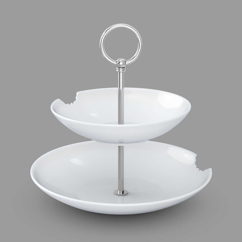 Food-Temple, Étagère 2-teilig, Teller tief "mit Biss" Ø 18 + 24 cm