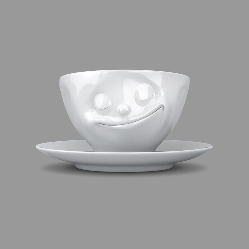 Kaffeetasse Kaffeetasse "glücklich" 200ml, weiß