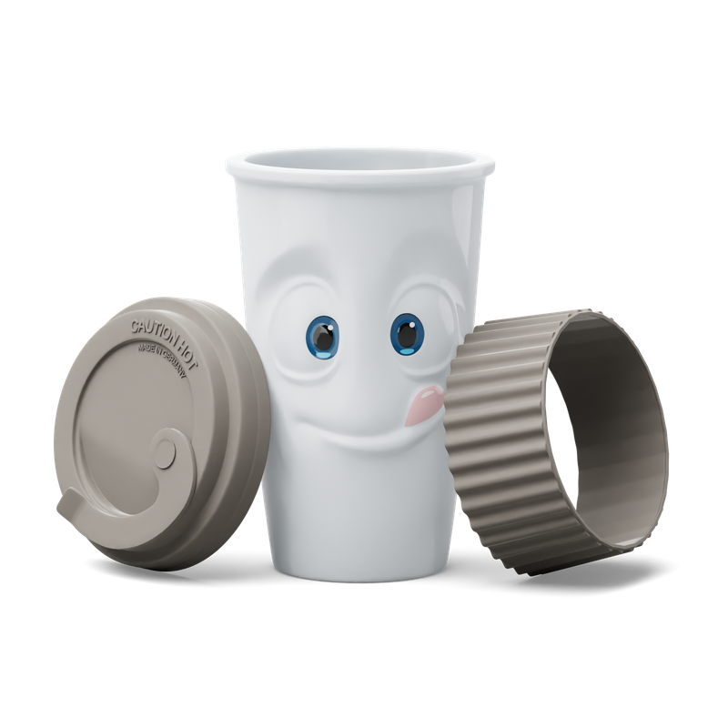 Becher To Go "lecker" 400ml, weiß mit dunkler Manschette - Movie Edition - NEU!!!