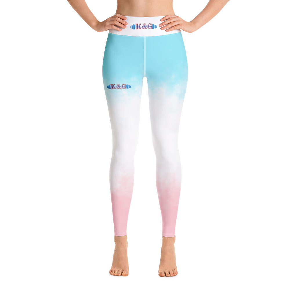 K&G Yoga Legging Wit met Pastel Blauw en Roze
