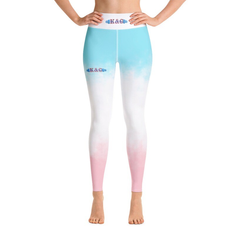 K&G Yoga Legging Wit met Pastel Blauw en Roze