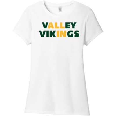 Women's White Valley Vikings Short Sleeve T-Shirt