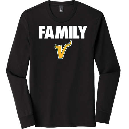 Black FAMILY Long Sleeve T-Shirt Crew Tee, Sizes: Small